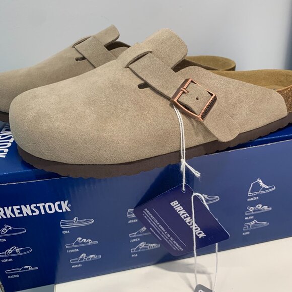 Birkenstock Boston Wome Taupe Suede Leather Soft Footbed New w/box Narrow/Wide - Picture 4 of 9